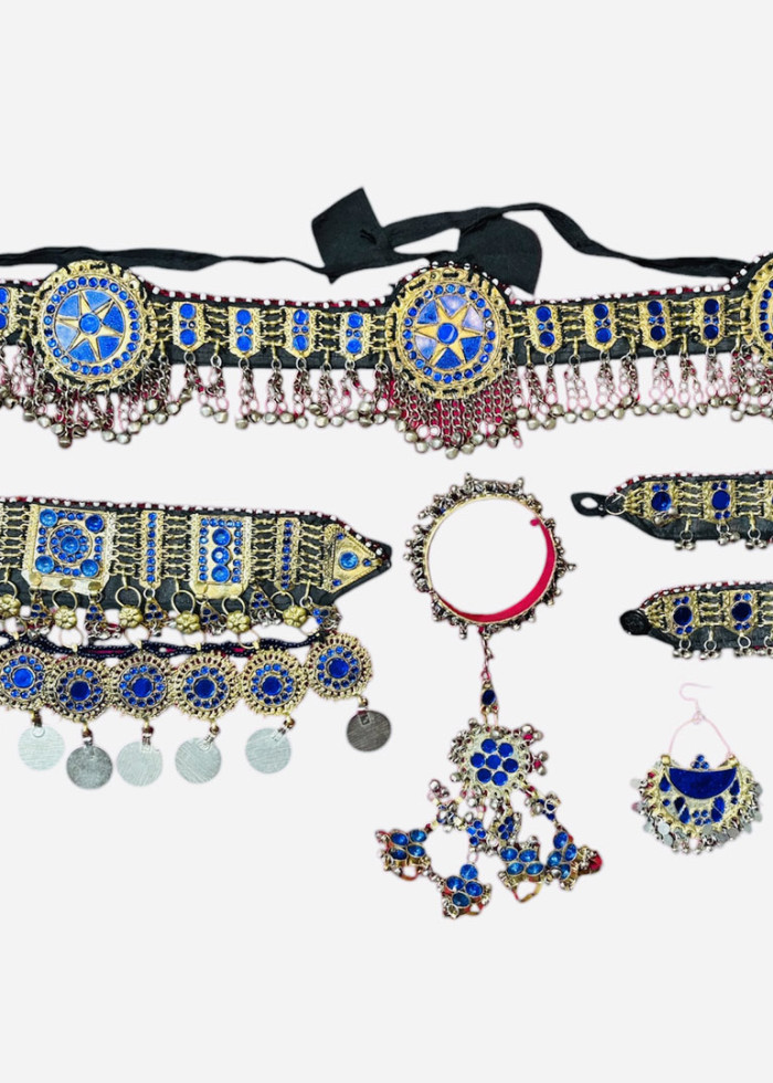 Afghan blue full jewellery set 8 PCs, Blue